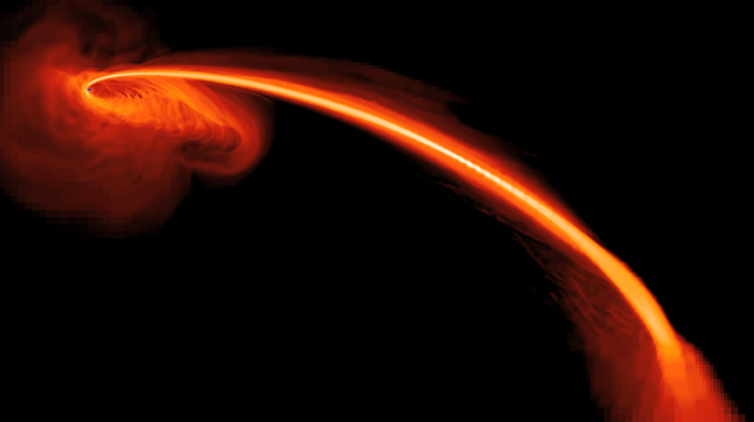 Προσομοίωση ενός άστρου σπαράσσεται από μια μαύρη τρύπα.