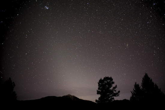 Here's the zodiacal light as captured on film in Canada.  This wonderful capture is from Robert Ede in Invermere, British Columbia.