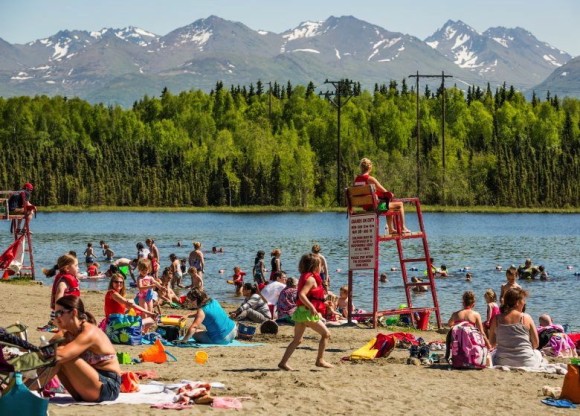 The record-breaking heat in Alaska began last week and continued through this week.  Photo via the Alaska Dispatch.  See more photos of Alaska's heatwave here.