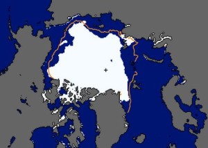 Arctic sea ice extent on August 22, 2013 via NSIDC