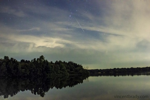 Perseid meteor captured August 9, 2013 at Sleepy Hollow State Park, Michigan, by EarthSky Facebook friend Vincent Brady Photographer.  See more from Vincent here.