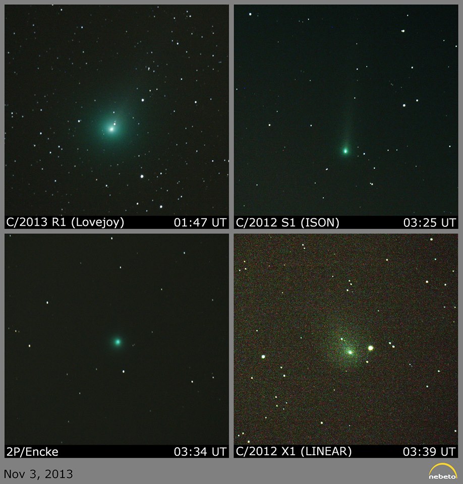 View larger. | Zlatan Merakov, who is a friend on EarthSky Facebook,  captured these images of four comets visible now in Earth's night sky.  Thank you, Zlatan!