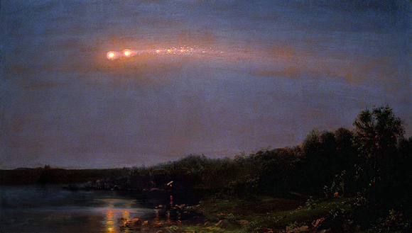 Painting of 1860 earthgrazer fireball by Frederic Edwin Church. Image credit: Wikimedia Commons