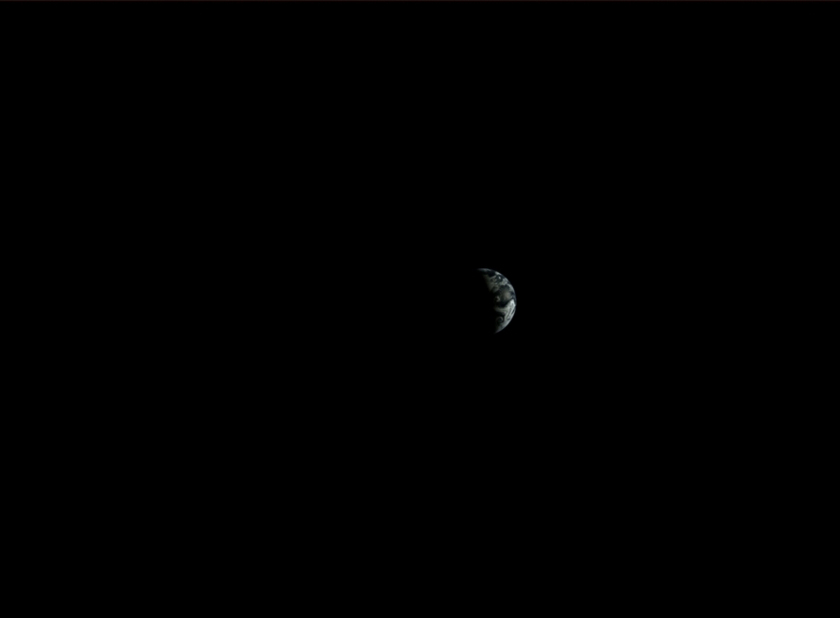 Terra vista pela Chang'e na Lua em 25 de dezembro de 2013.  Academia Chinesa de Ciências foto através da Sociedade Planetária.