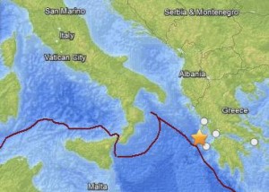 27η Ιανουαρίου σεισμό στη Δυτική Ελλάδα.  Χάρτης με USGS.