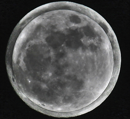 Contrastando um supermoon completa (lua cheia no perigeu) com um micro-moon (lua cheia no apogeu).  Crédito da imagem: Stefano Sciarpetti