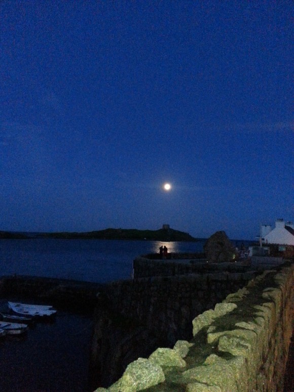 August 10 supermoon above Dalkey Island in Ireland, by Margaret Gray.