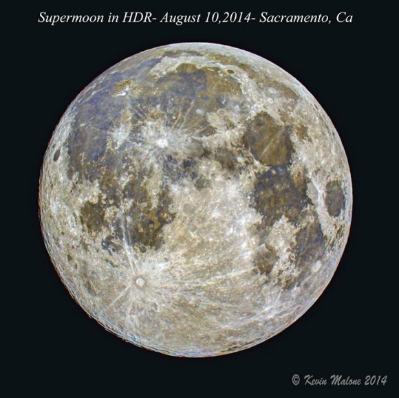 August 10 supermoon in HDR over Sacramento, California by Kevin Malone.