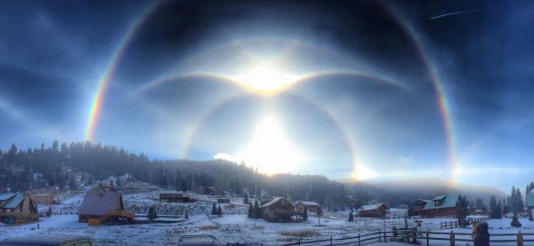 View larger. |  Halo display in Red River, New Mexico January 9, 2015.  Photo by Joshua Thomas.