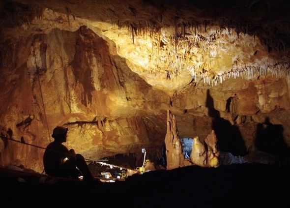 Inside the Manot Cave in Israel’s Galilee, where a 55,000-year-old skull sheds new light on human migration patterns. (Photo: Amos Frumkin / Hebrew University Cave Research Center)