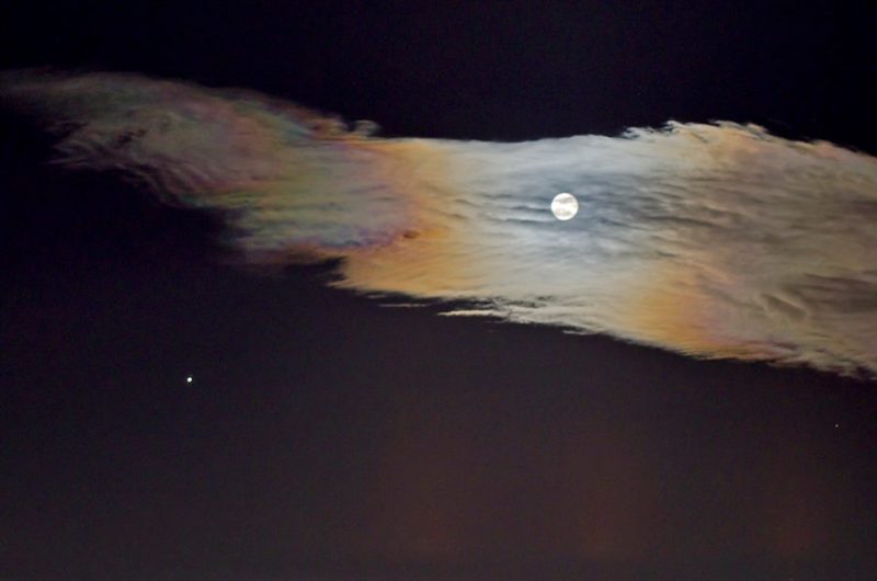The moon with Jupiter and iridescent clouds, Shot in Greece, by Nikolaos Pantazis?