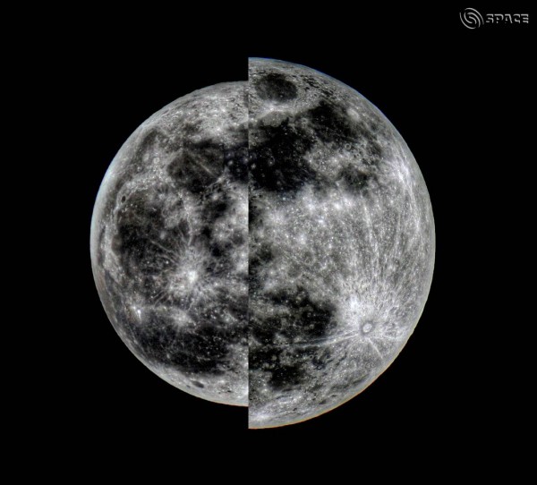 Las lunas llenas en el apogeo (izquierda) y el perigeo (derecha) en 2011. Imagen compuesta por miembros de la comunidad de EarthSky CB Devgun en la India.  Gracias, CB!
