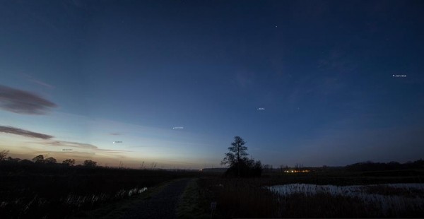 All 5 bright planets seen over Somerset U.K  on January 23, 2016. Photo: Paul Howell