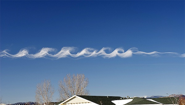 Clouds can serve as tracers to reveal the occurrence of a shear instability in the atmosphere. Image courtesy of EarthSky.