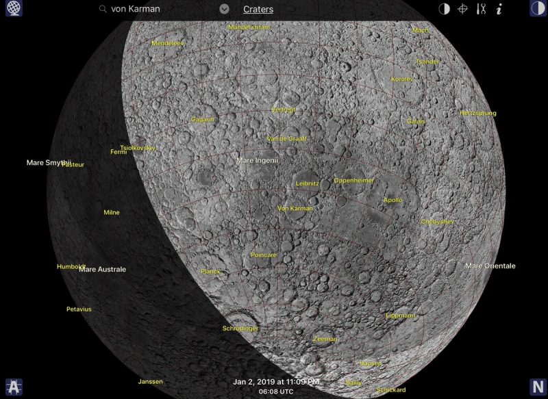 far side of the moon with craters labeled