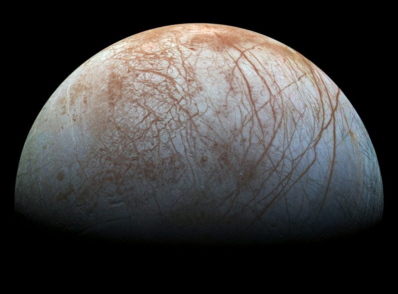 Cracks on Europa's surface.