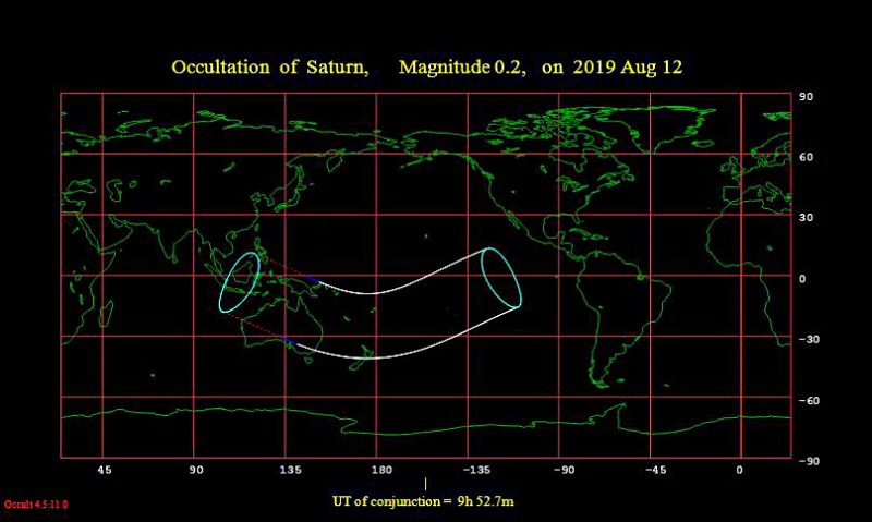 Occultation of Saturn August 12, 2019.