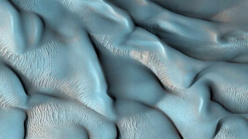 Bands of dunes shown in blue.