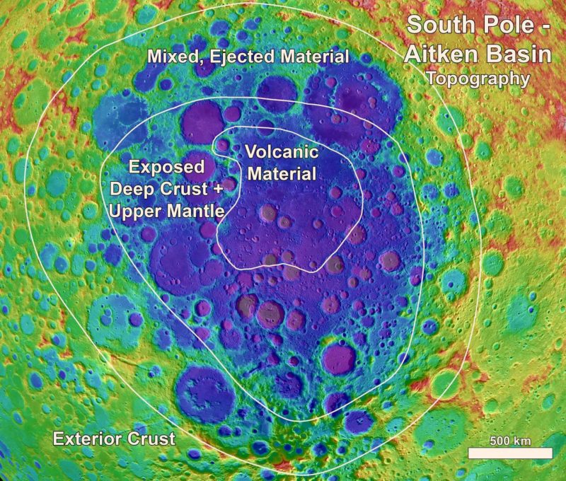 Closeup of blue patch with irregular concentric lines and labeled surface materials.